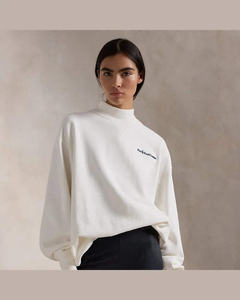 Ralph Lauren Sweatshirt mit Halbrollkragen und Logo White