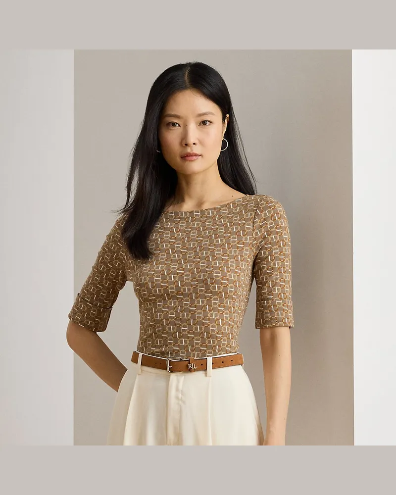 Ralph Lauren Baumwoll-T-Shirt mit U-Boot-Ausschnitt Brown
