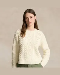 Ralph Lauren Aran-Strickpullover aus Wollmischung Cream