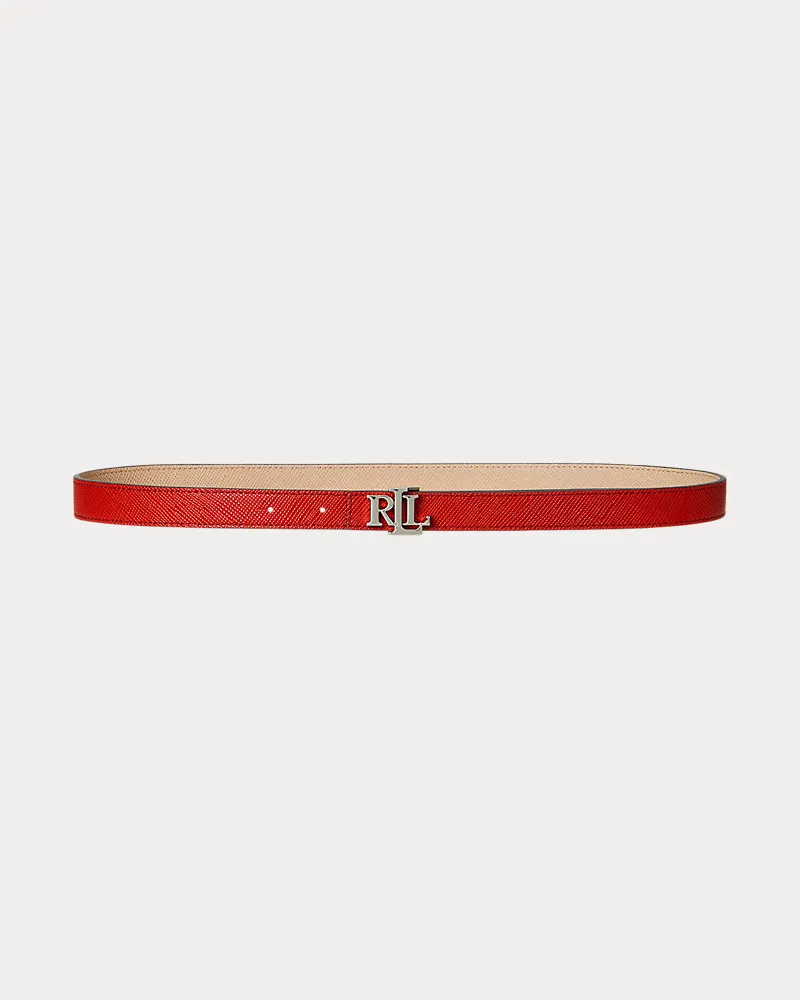 Ralph Lauren Schmaler Wendegürtel aus Schraffurleder Multi