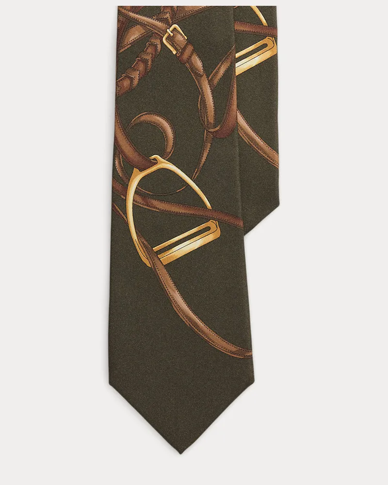 Ralph Lauren Seidenkrawatte mit Reiterdruck Green
