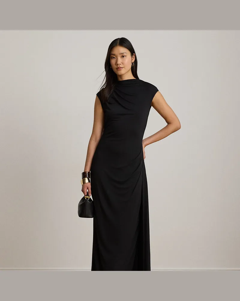 Ralph Lauren Jersey-Midikleid mit U-Boot-Ausschnitt Black