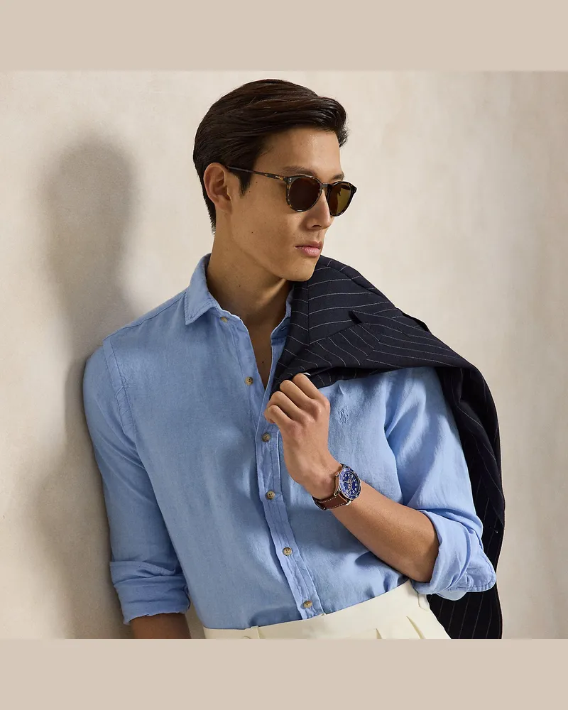 Ralph Lauren Custom-Fit Leinenhemd Blue