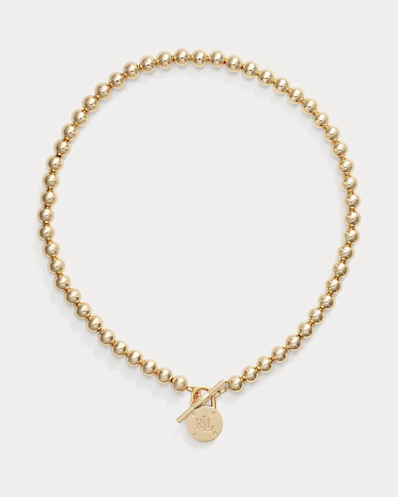 Ralph Lauren Goldfarbene Perlenkette mit Logo Gold