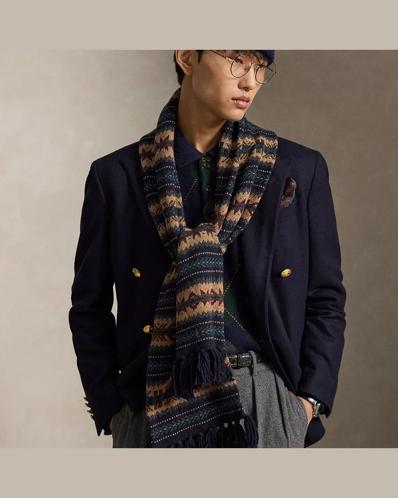 Ralph Lauren Fair-Isle-Schal aus Wollmischung Blue