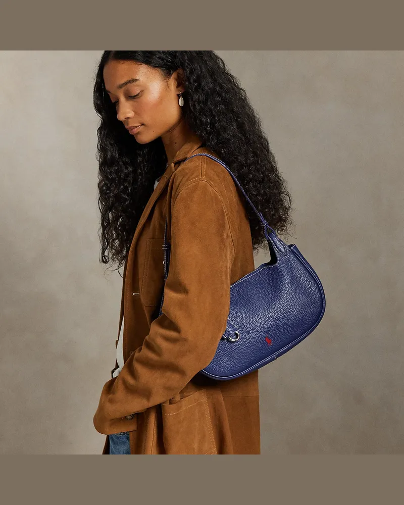 Ralph Lauren Schultertasche Polo Play aus Leder Blue