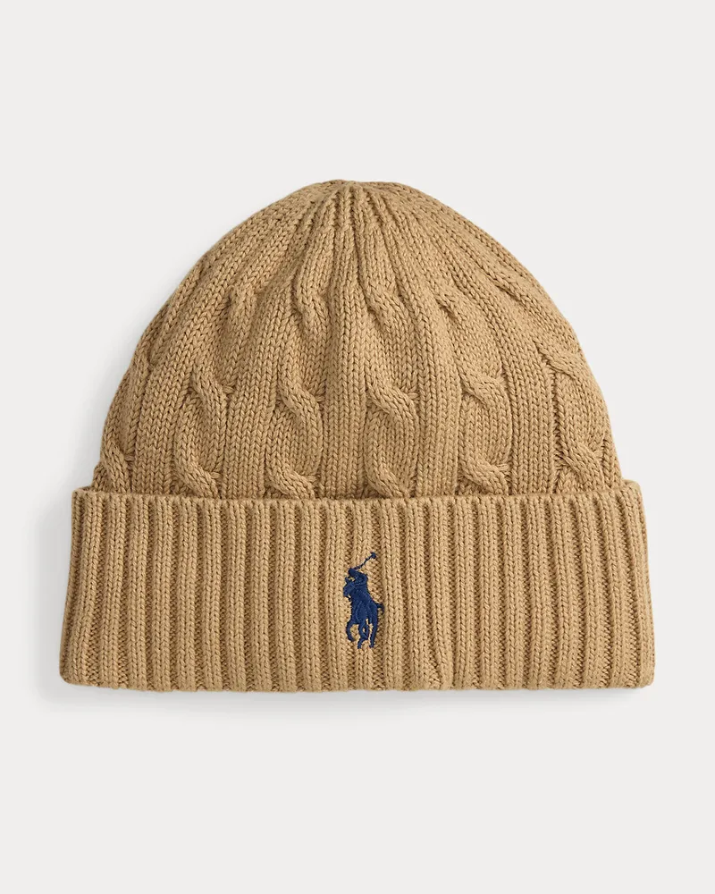 Ralph Lauren Baumwollmütze mit Zopfmuster Tan
