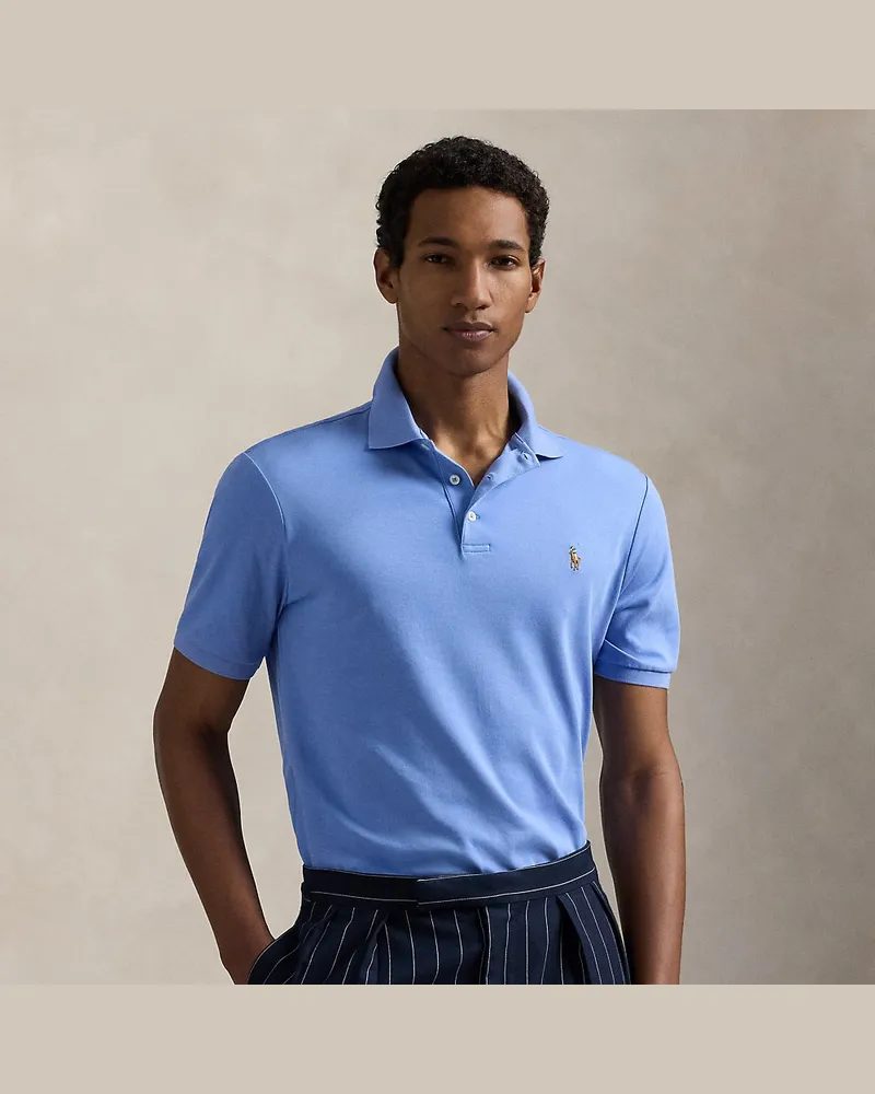 Ralph Lauren Custom-Slim-Fit Baumwoll-Poloshirt Blue