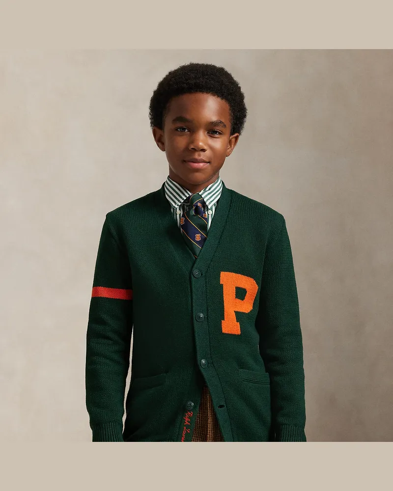 Ralph Lauren College-Strickjacke mit V-Ausschnitt Green