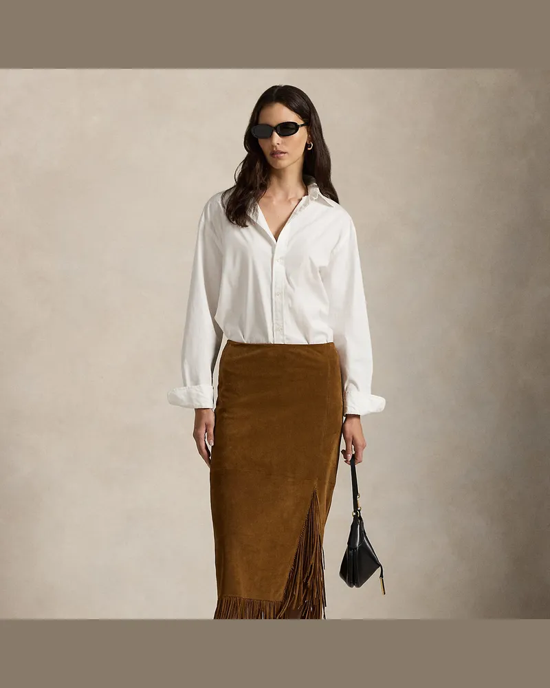 Ralph Lauren Wildlederrock mit Fransen Brown