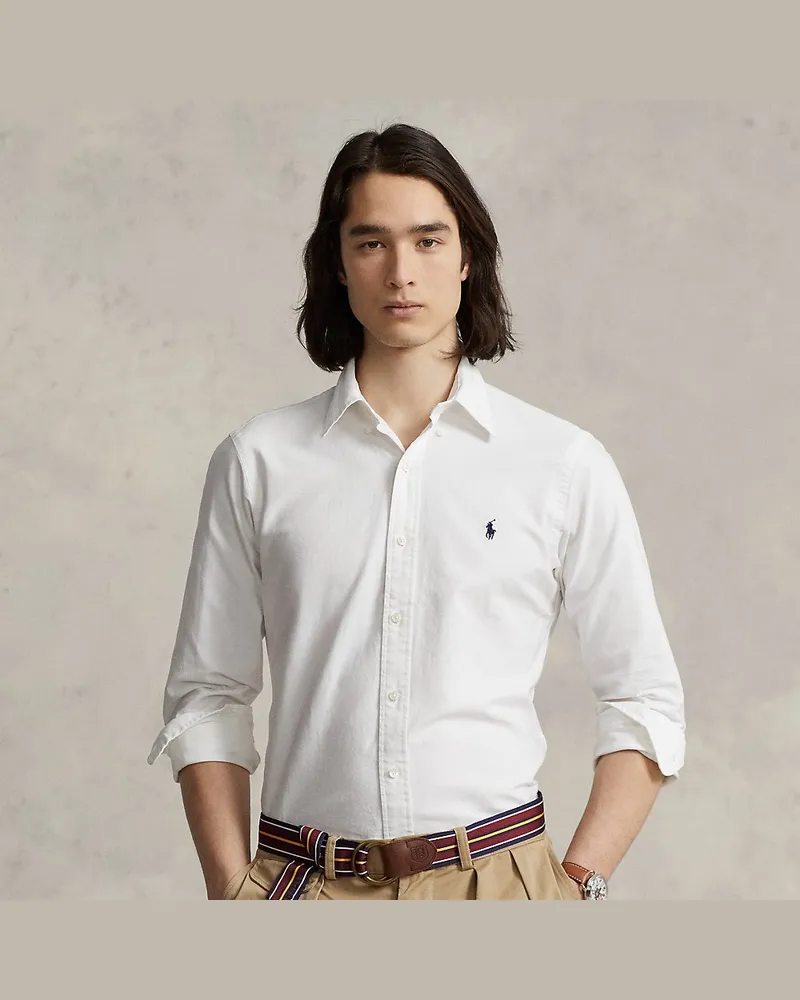 Ralph Lauren Gefärbtes Custom-Fit Oxfordhemd White