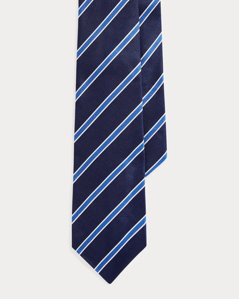 Ralph Lauren Gestreifte Krawatte aus Seidenrips Blue