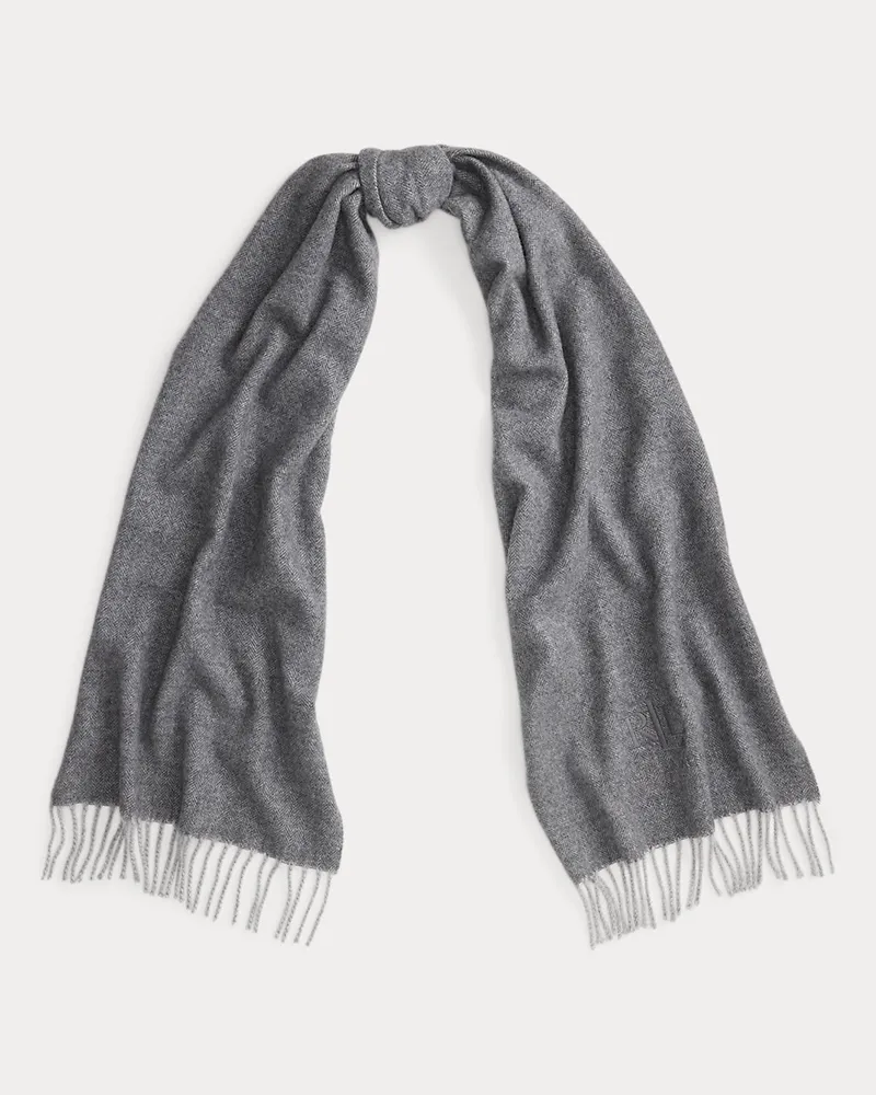 Ralph Lauren Woll-Kaschmir-Schal mit Fischgratmuster Grey