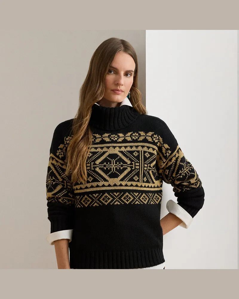 Ralph Lauren Rollkragenpullover mit Fair-Isle-Muster Black