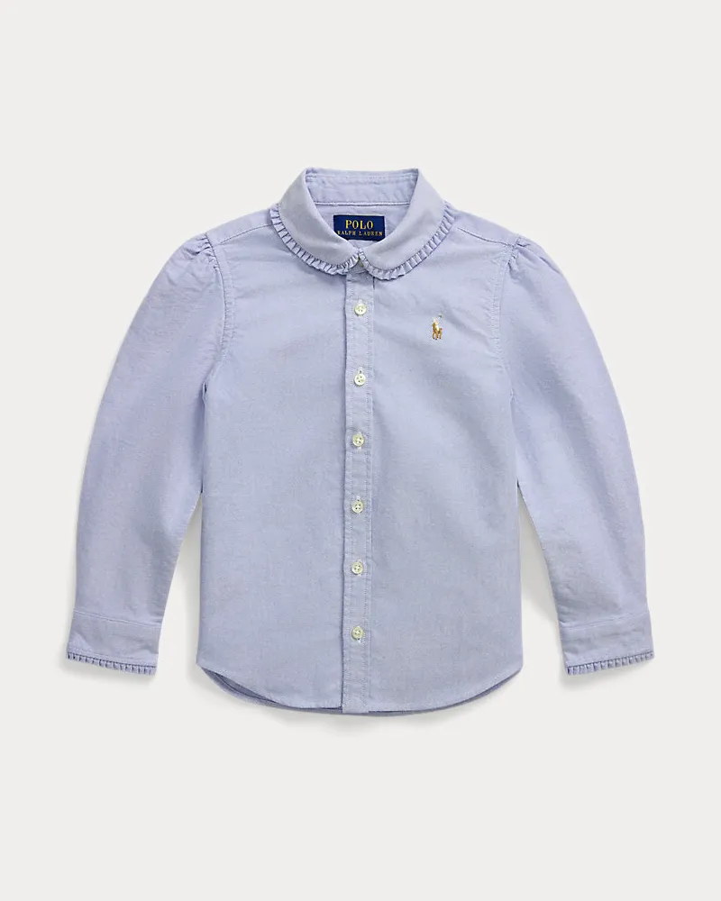 Ralph Lauren Rüschenbluse aus Baumwolloxford Blue