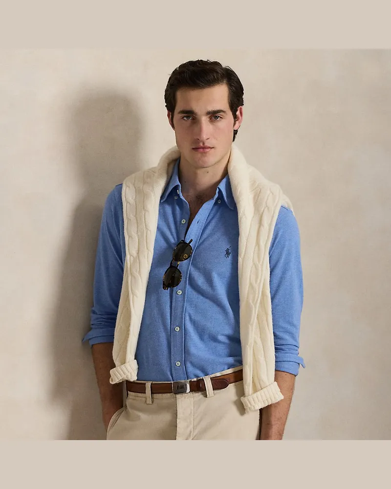 Ralph Lauren Featherweight Piqué-Hemd Blue