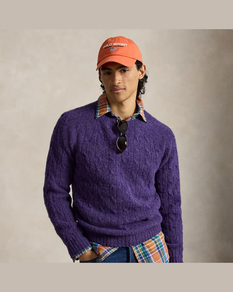 Ralph Lauren Wollpullover mit Zopfmuster Purple