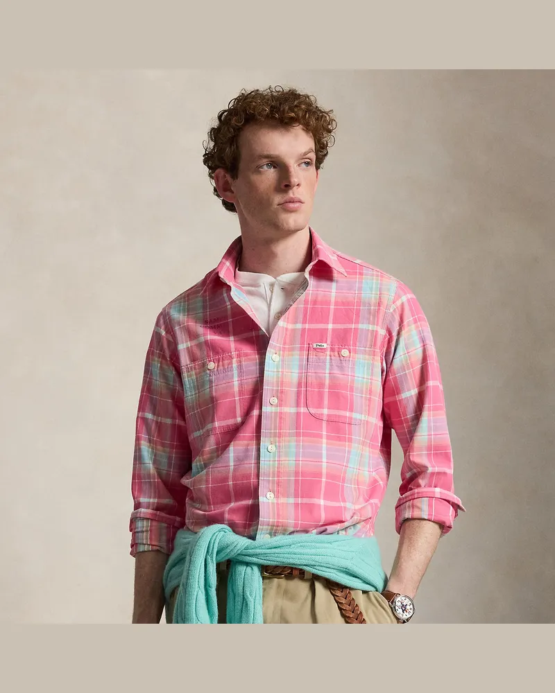 Ralph Lauren Kariertes Classic-Fit Chino-Arbeitshemd Pink