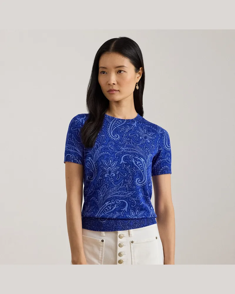 Ralph Lauren Kurzärmliger Pullover mit Paisley-Motiv Blue