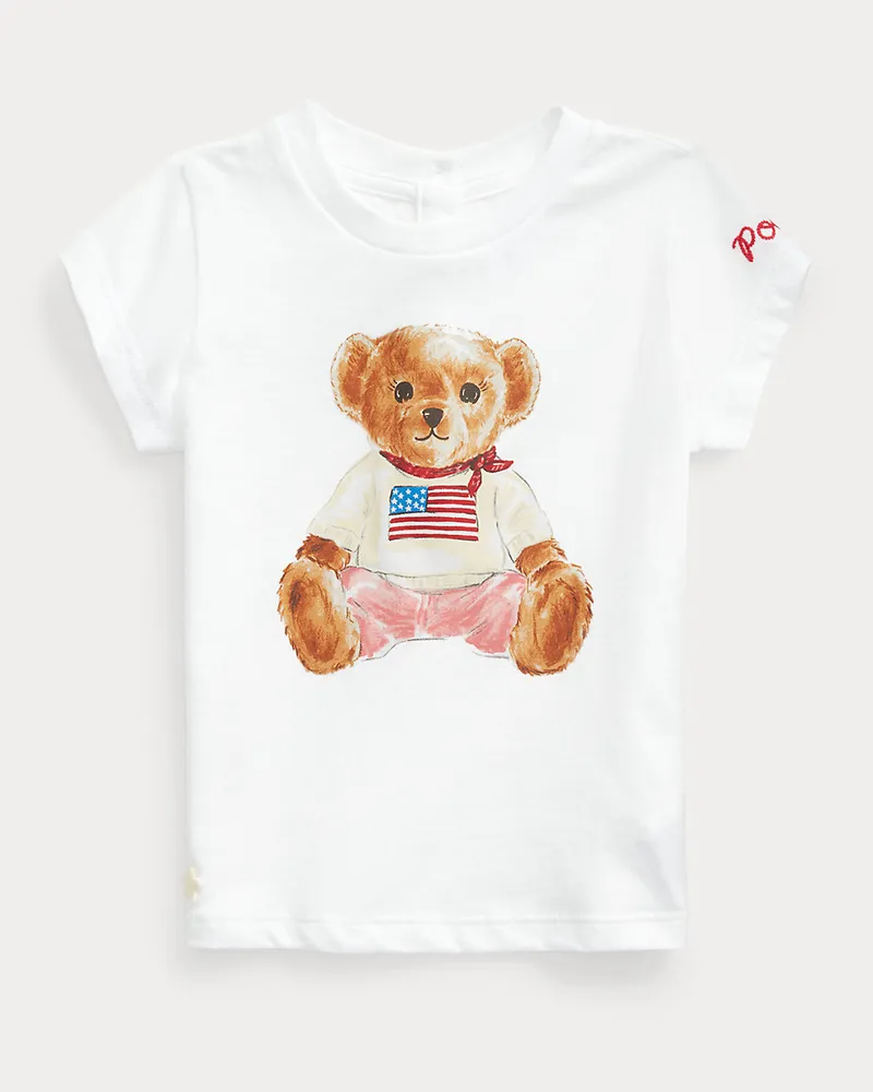 Ralph Lauren Baumwolljersey-T-Shirt mit Polo Bear White