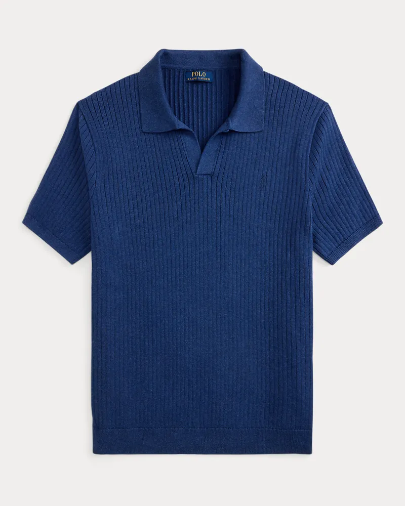 Ralph Lauren Rippenstrickpullover mit Johnny-Kragen Blue
