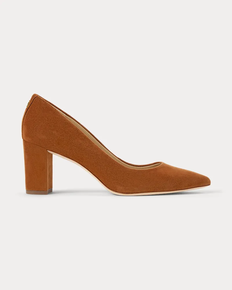Ralph Lauren Wildlederpumps Lanette mit Blockabsatz Brown