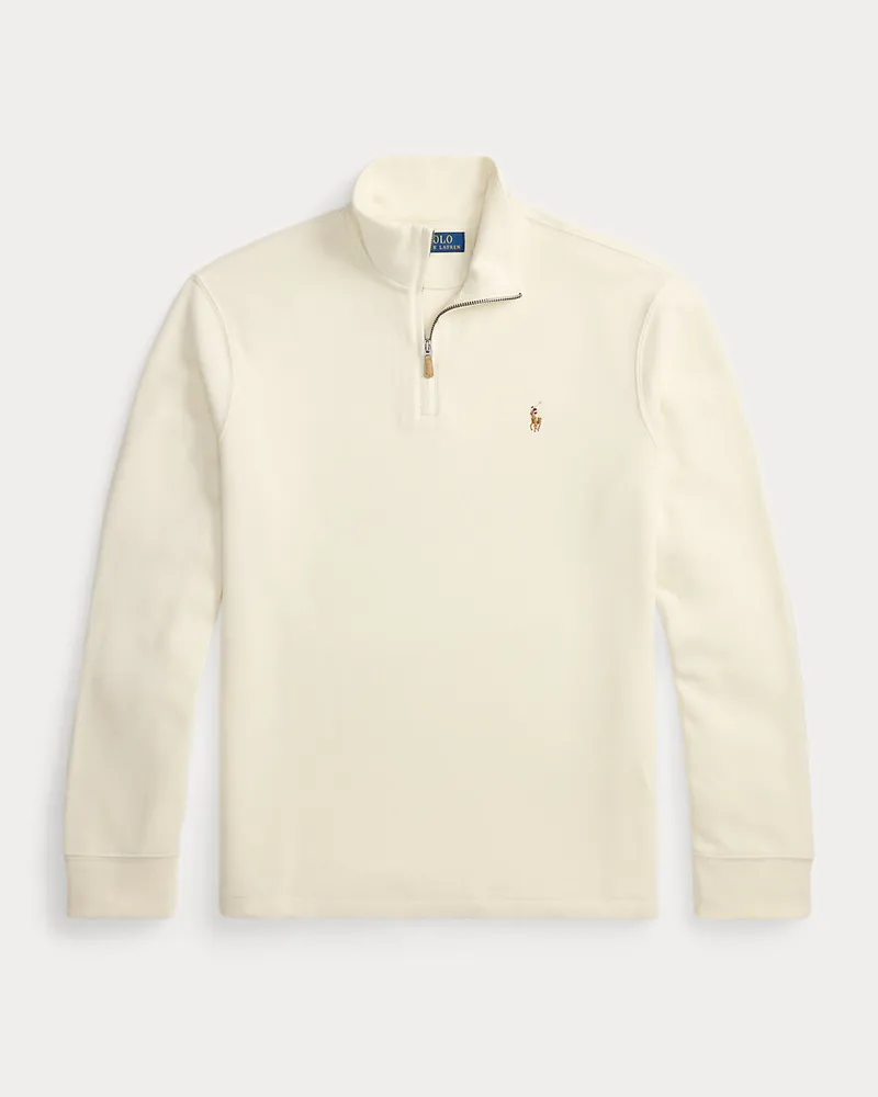 Ralph Lauren Rippenpullover mit Viertelreißverschluss Cream