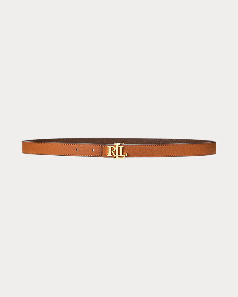 Ralph Lauren Schmaler wendbarer Ledergürtel mit Logo Brown