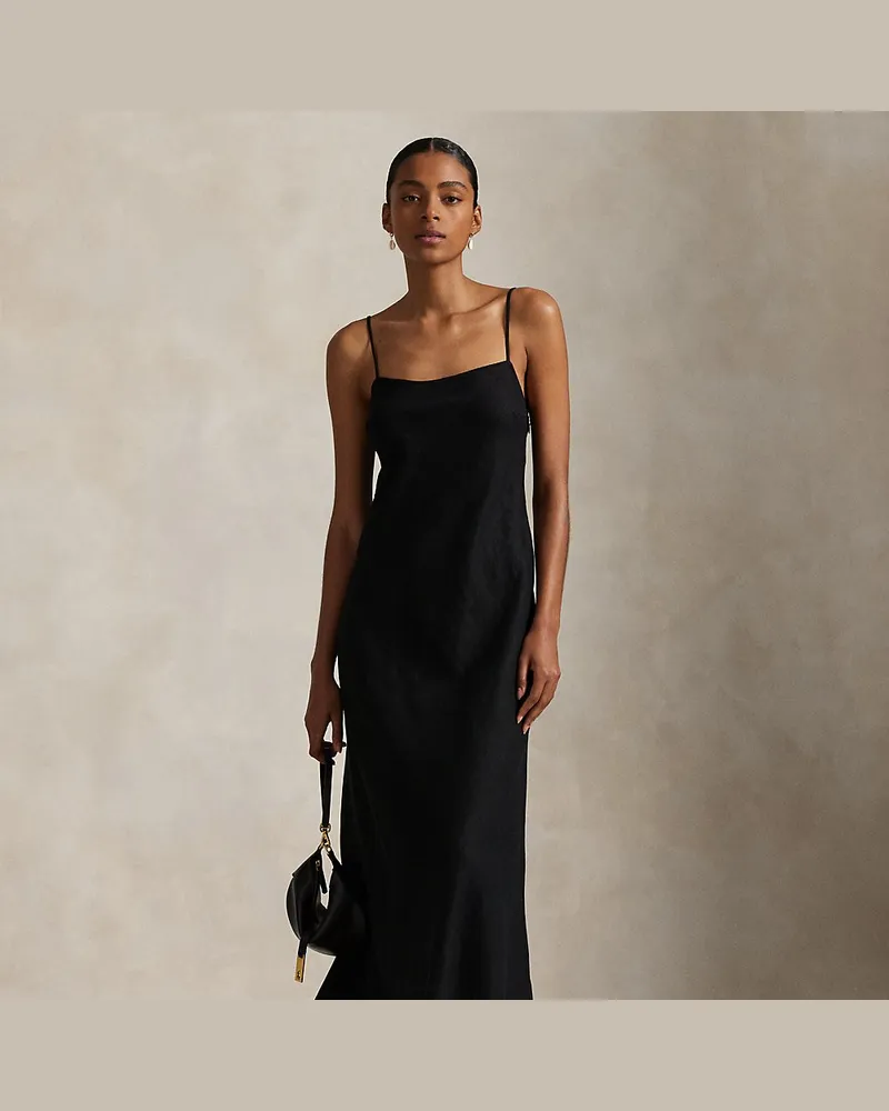Ralph Lauren Ärmelloses Leinenkleid in A-Linie Black