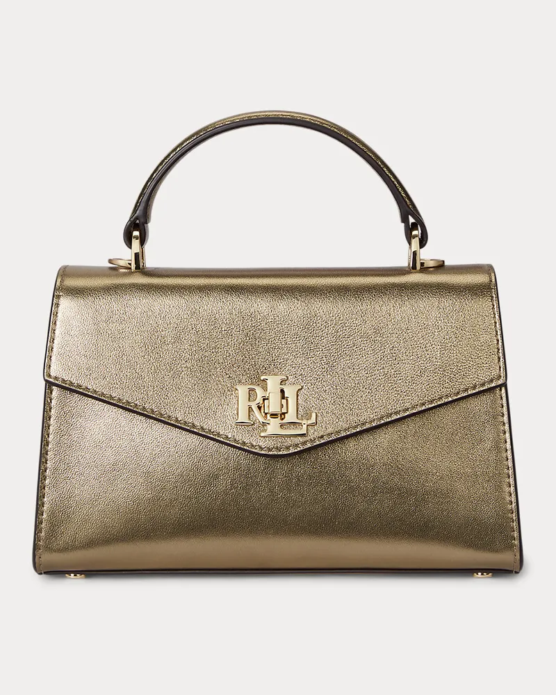 Ralph Lauren Umhängetasche Farrah aus Metallic-Leder Gold