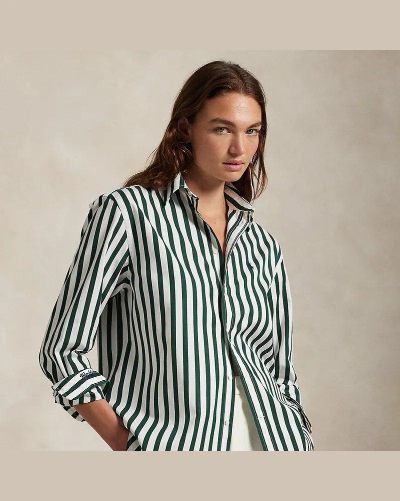 Ralph Lauren Gestreiftes Oversize-Fit Hemd Wimbledon Green