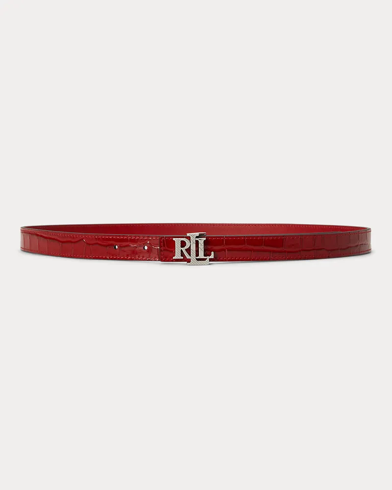 Ralph Lauren Schmaler wendbarer Gürtel mit Logo Red