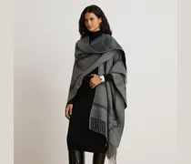 Poncho mit Gürtelmotiv und Fransen