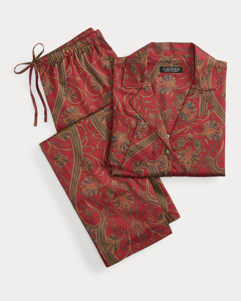 Ralph Lauren Pyjama aus Atlas mit Paisley-Motiv Red