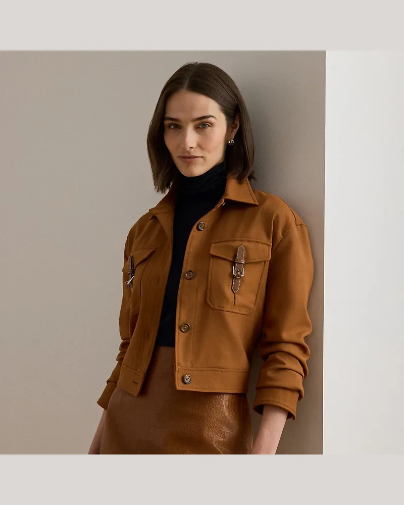 Ralph Lauren Verkürzte Serge-Jacke mit Schnallen Brown