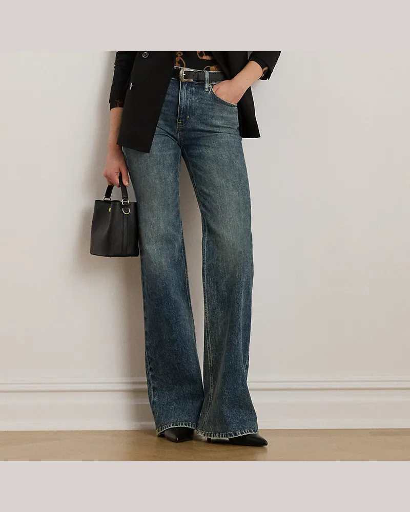 Ralph Lauren Kurzgrößen - Ausgestellte Jeans mit hoher Leibhöhe Blue