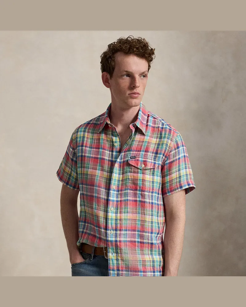 Ralph Lauren Classic-Fit Leinenhemd mit Karomuster Red