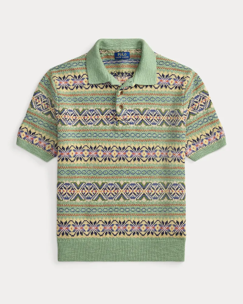 Ralph Lauren Fair-Isle-Pullover mit Polokragen Green