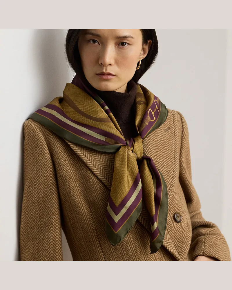 Ralph Lauren Glencheck-Seidentuch mit Gürteldruck Brown