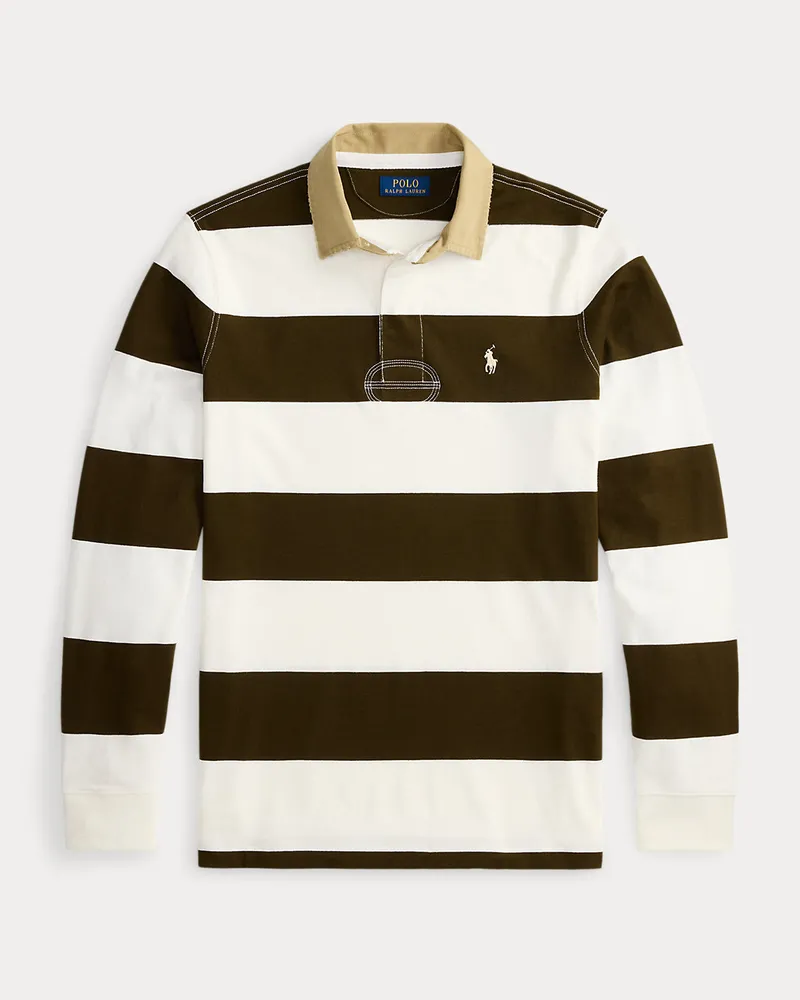 Ralph Lauren Classic-Fit Rugbyhemd mit Khaki-Kragen Brown