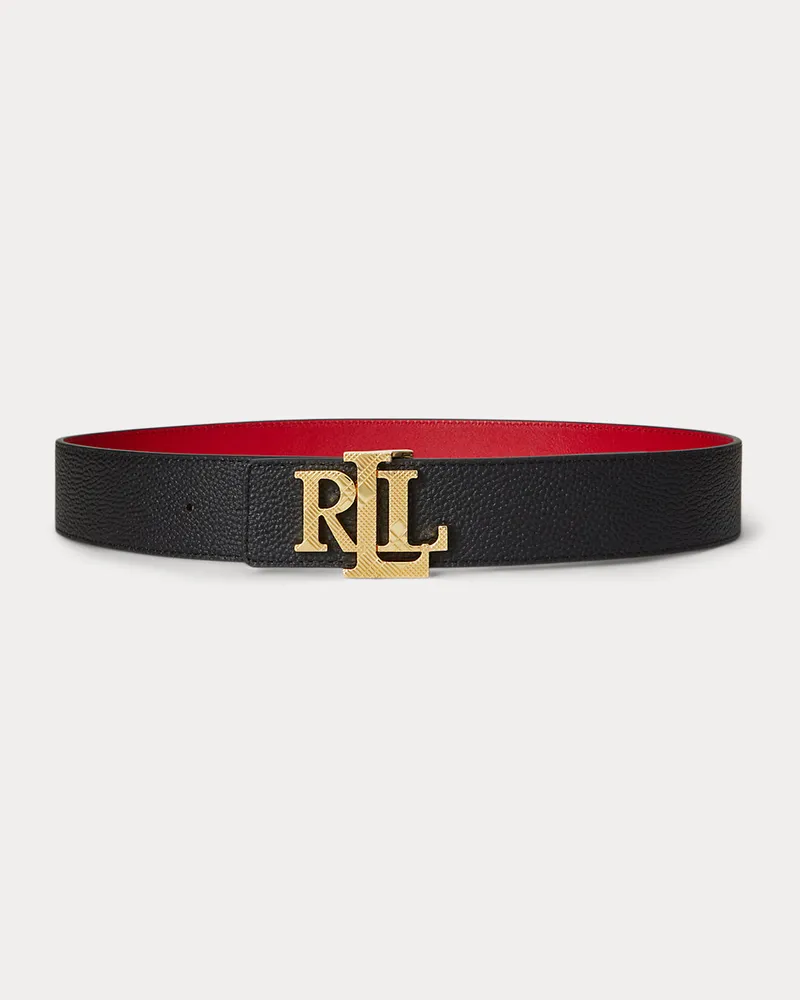 Ralph Lauren Breiter Leder-Wendegürtel mit Logo Black