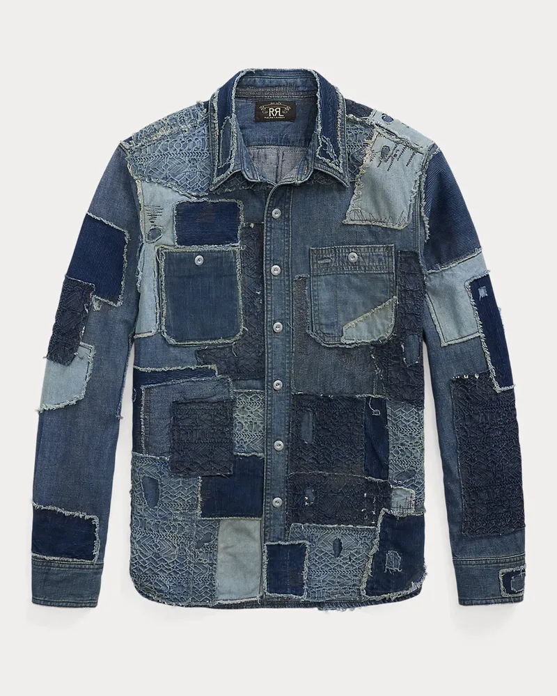Ralph Lauren Denim-Patchwork-Arbeitshemd in Indigo Blue