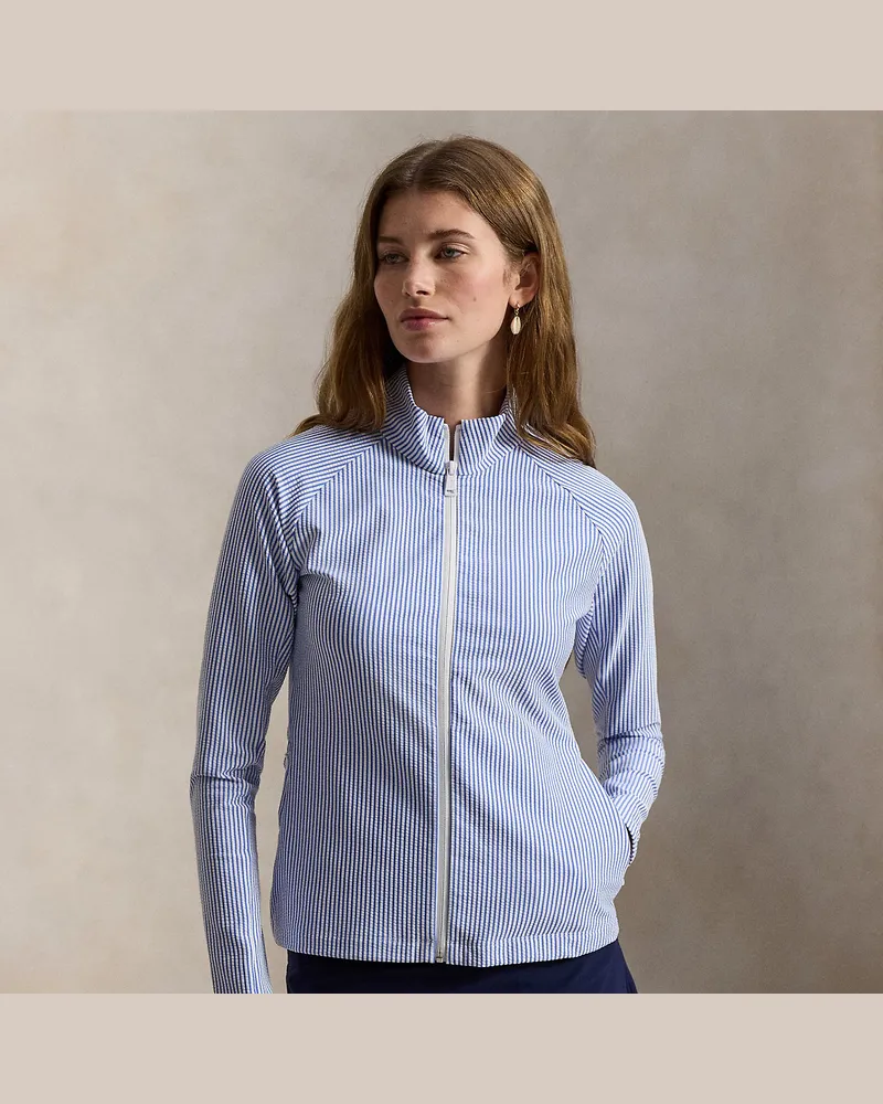 Ralph Lauren Seersucker-Jacke mit Reißverschluss Blue