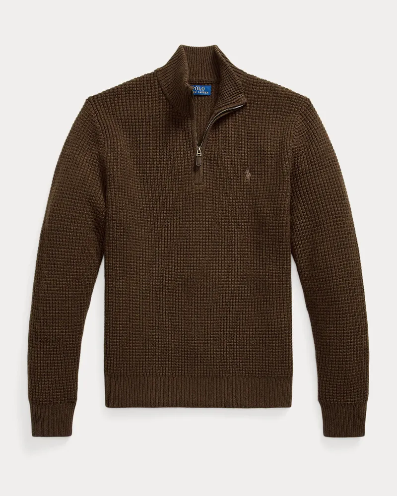 Ralph Lauren Woll-Baumwollpullover aus Waffelpiqué Brown