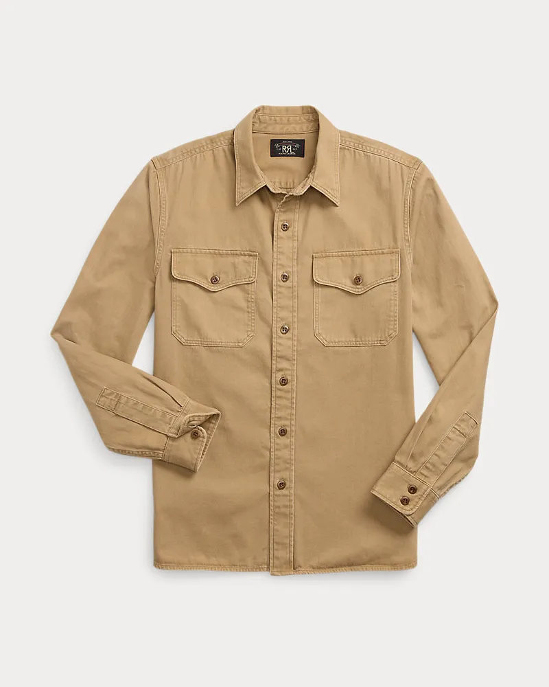 Ralph Lauren Offiziers-Arbeitshemd aus Twill Tan
