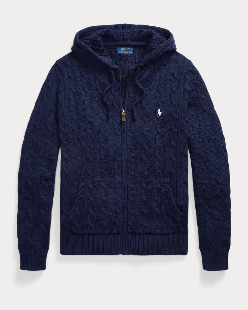 Ralph Lauren Kapuzenpullover mit Zopfmuster Blue