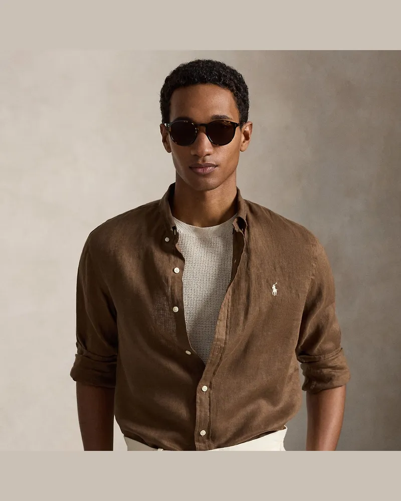 Ralph Lauren Slim-Fit Leinenhemd Brown
