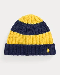 Ralph Lauren Rib-Knit Wool Rugby Beanie Blue