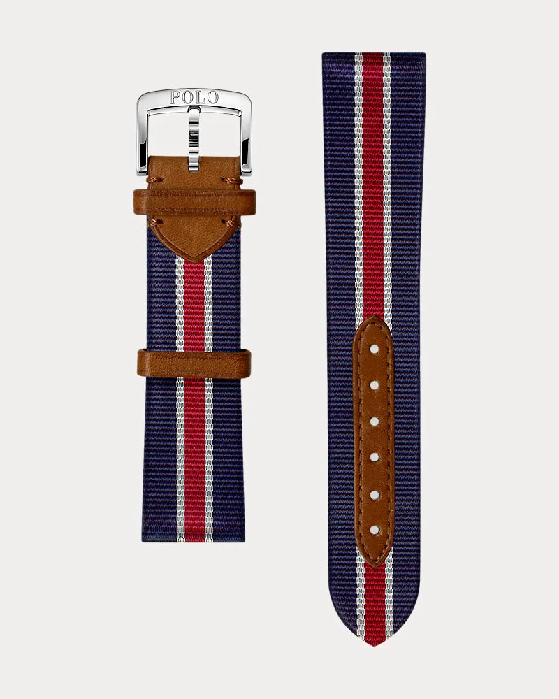Ralph Lauren Uhrenarmband aus gestreifter Seide Blue