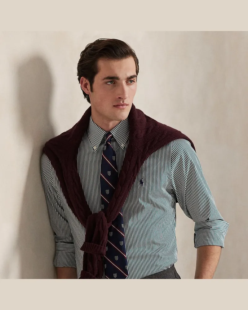 Ralph Lauren Custom-Fit Popelinehemd mit Streifen Green